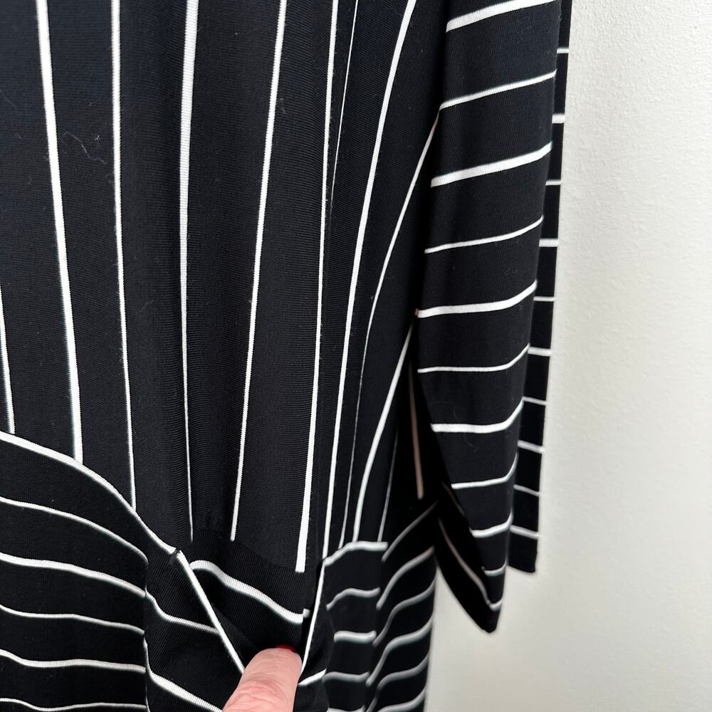 Habitat Swing Dress 3/4 Sleeve Striped Black 1X Pocket Travel Office Classic - Picture 5 of 11